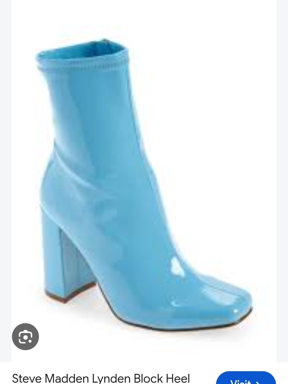 Steve Madden Sky Blue Patent Block Heel Ankle Boot